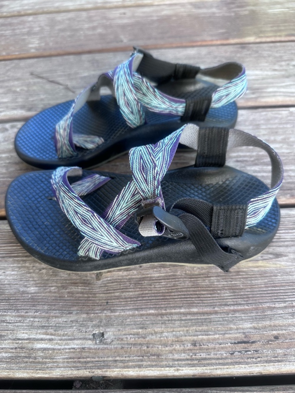Chaco Z/2 Yampa Pixel Purple Patterned Strap Sandals